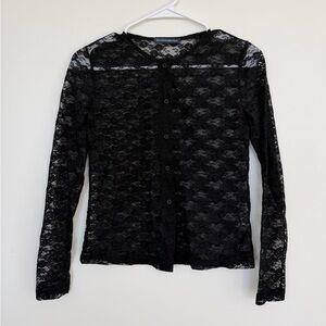 Brandy Melville Black Lace Button-Up Top